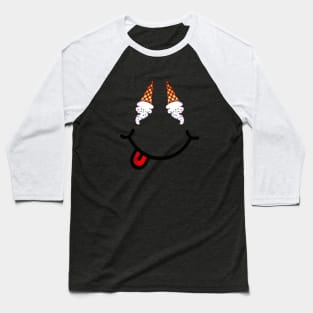 Ice Cream Cone & Smile (in the shape of a face) Baseball T-Shirt